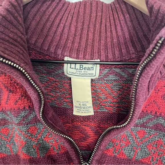 LL Bean Fleece VTG Jacket Pullover Tribal Aztec Pattern USA XL 100% Cotton - Picture 4 of 6